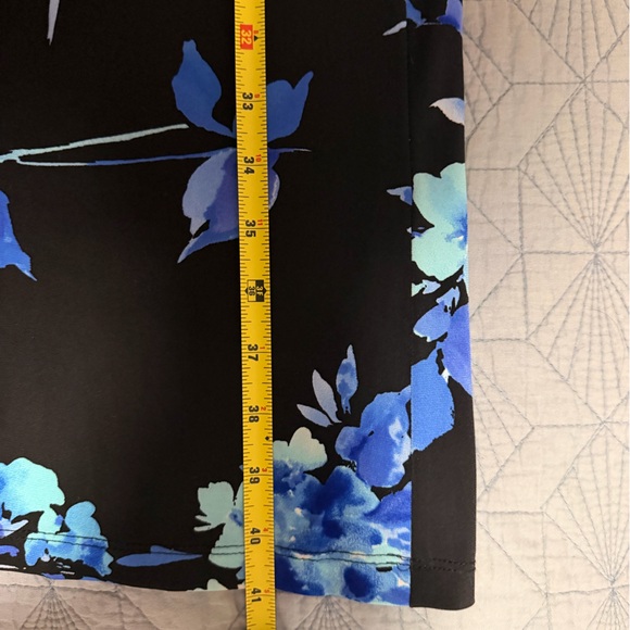 Connected Apparel Blue Floral Midi Dress Open Back with Draping Detail Sz 14 - Picture 7 of 7